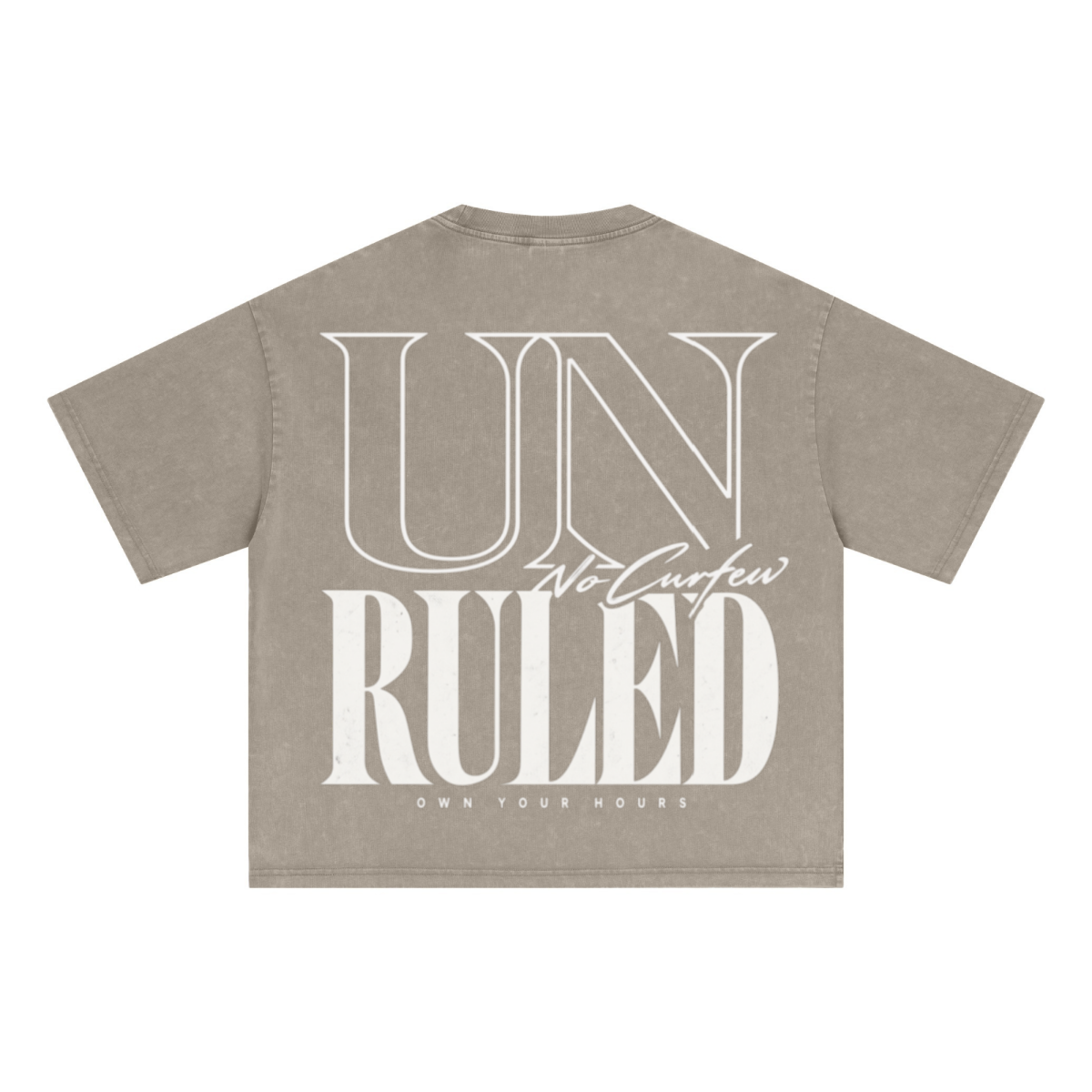 285GSM Unisex Boxy-Fit Distressed Fried-Color Snow-Wash Loose T-shirt Vintage Khaki