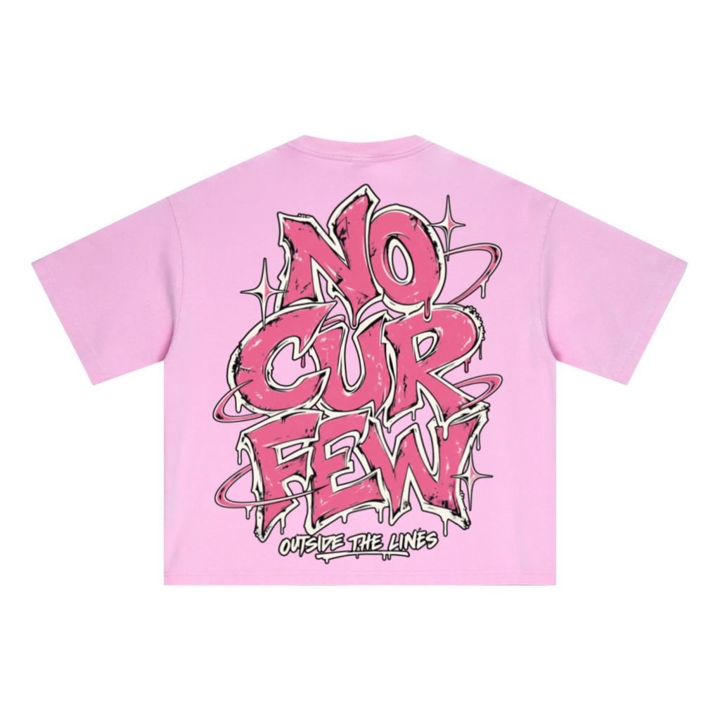 285GSM Unisex Boxy-Fit Distressed Fried-Color Snow-Wash Loose T-shirt Vintage Peach Pink