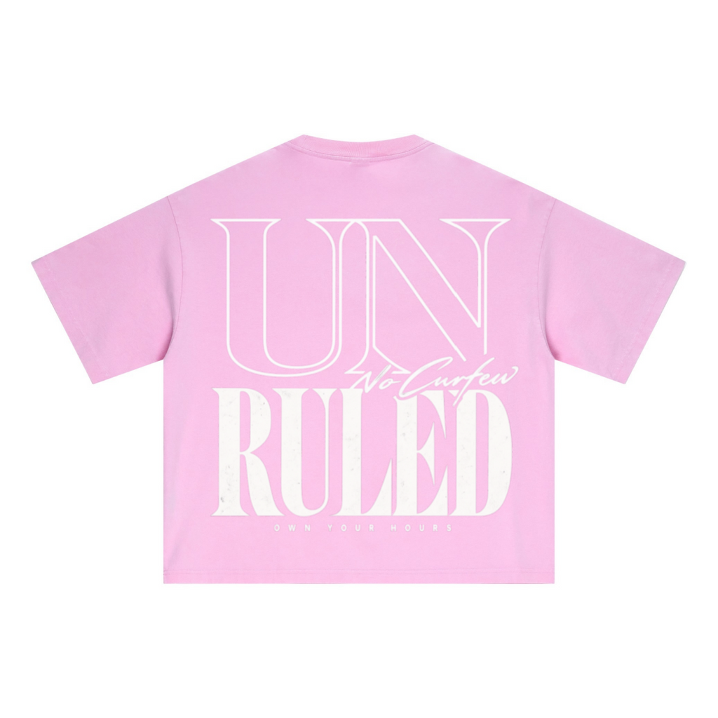 285GSM Unisex Boxy-Fit Distressed Fried-Color Snow-Wash Loose T-shirt Vintage Peach Pink