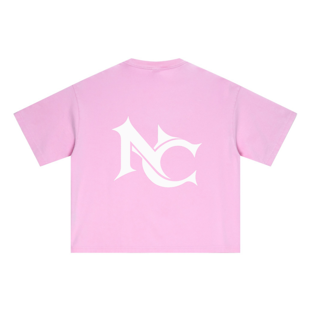 285GSM Unisex Boxy-Fit Distressed Fried-Color Snow-Wash Loose T-shirt Vintage Peach Pink