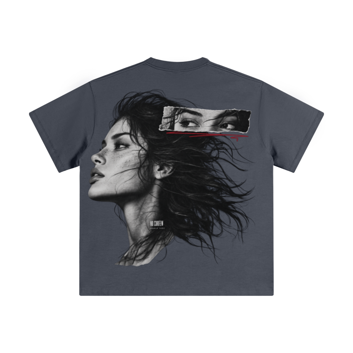 345GSM Unisex Solid-Color Heavyweight Crew Neck T-shirt Greyish Blue