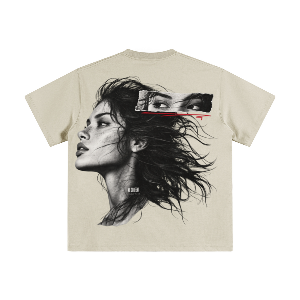 345GSM Unisex Solid-Color Heavyweight Crew Neck T-shirt Grey Apricot