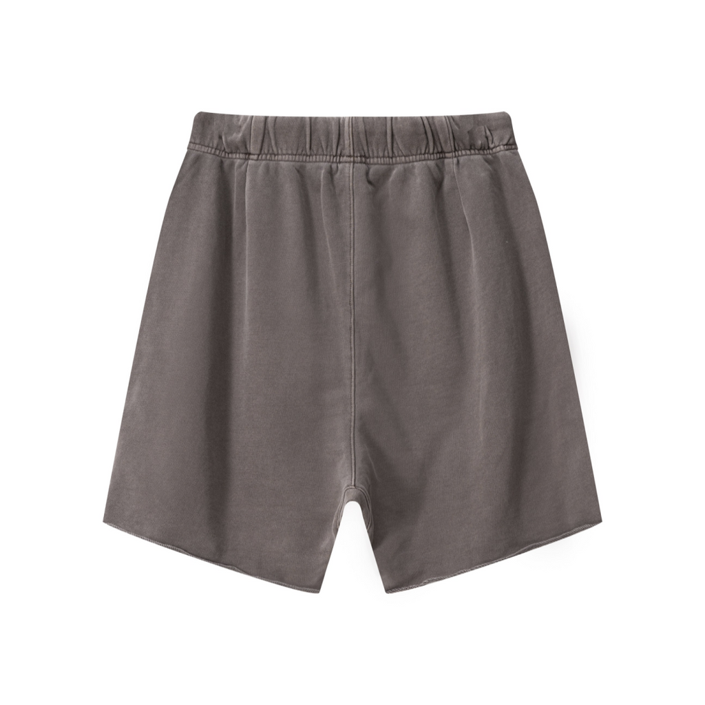 410GSM Unisex Distressed Vintage-Wash Raw-Hem Shorts Mocha