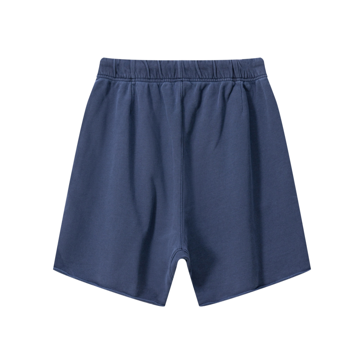 410GSM Unisex Distressed Vintage-Wash Raw-Hem Shorts Deep Blue