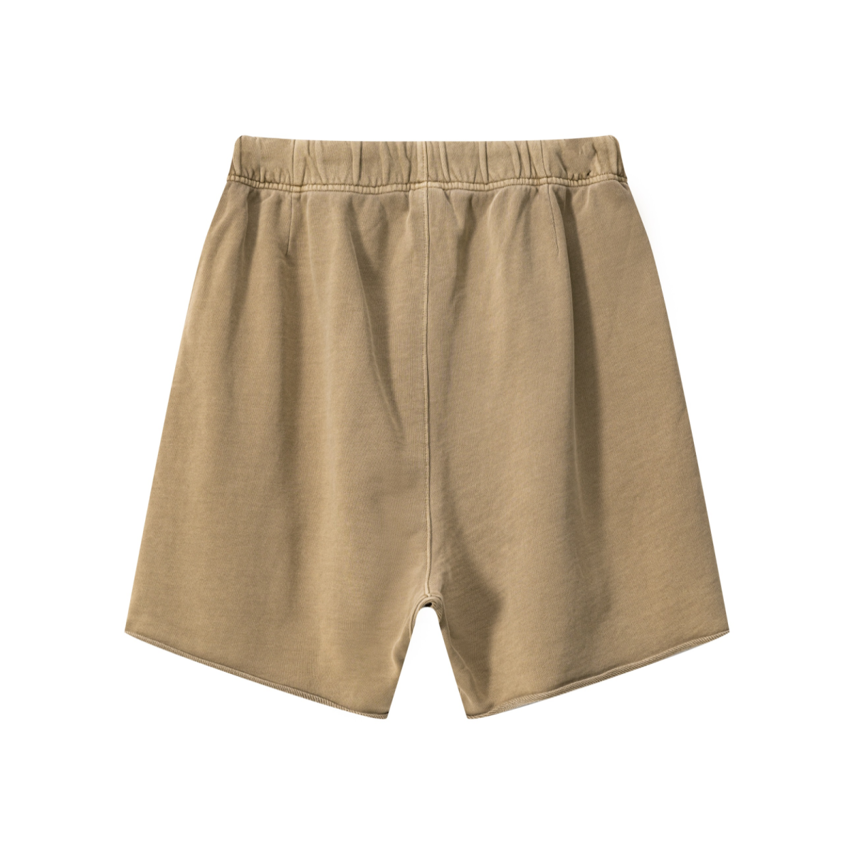 410GSM Unisex Distressed Vintage-Wash Raw-Hem Shorts Khaki