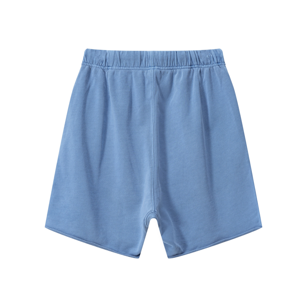 410GSM Unisex Distressed Vintage-Wash Raw-Hem Shorts Light Blue