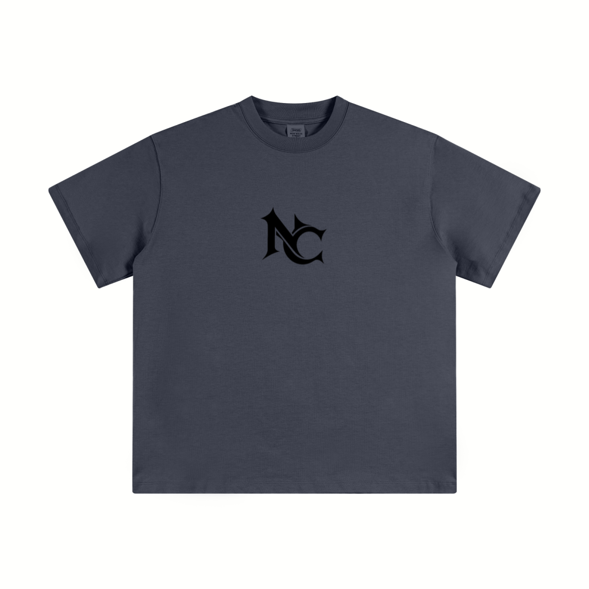 345GSM Unisex Solid-Color Heavyweight Crew Neck T-shirt Greyish Blue