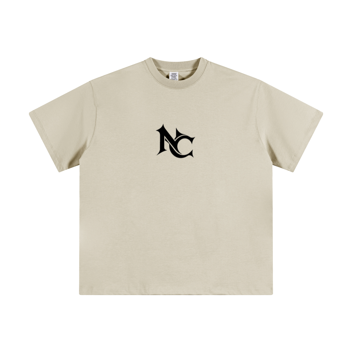 345GSM Unisex Solid-Color Heavyweight Crew Neck T-shirt Grey Apricot