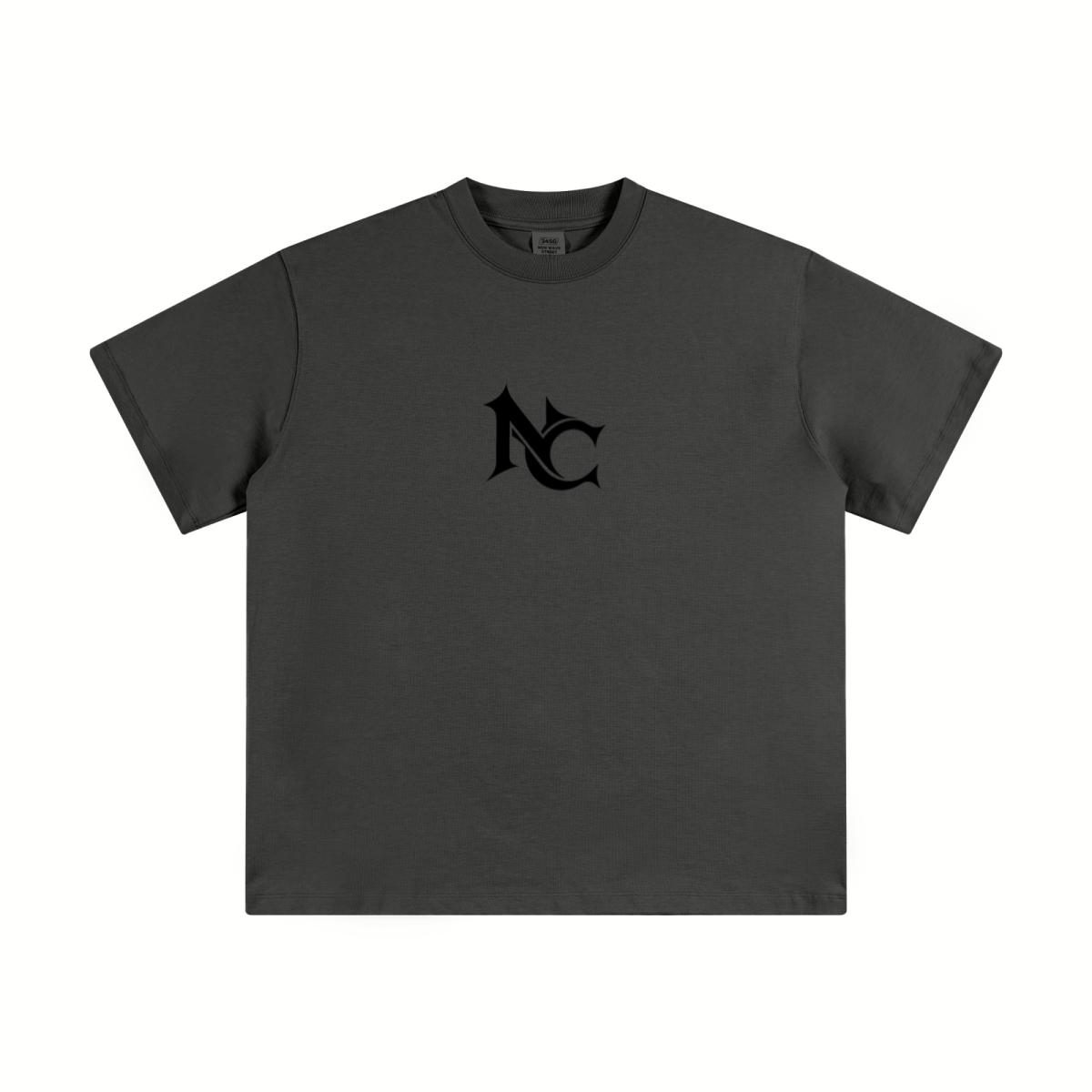 345GSM Unisex Solid-Color Heavyweight Crew Neck T-shirt Dark Grey