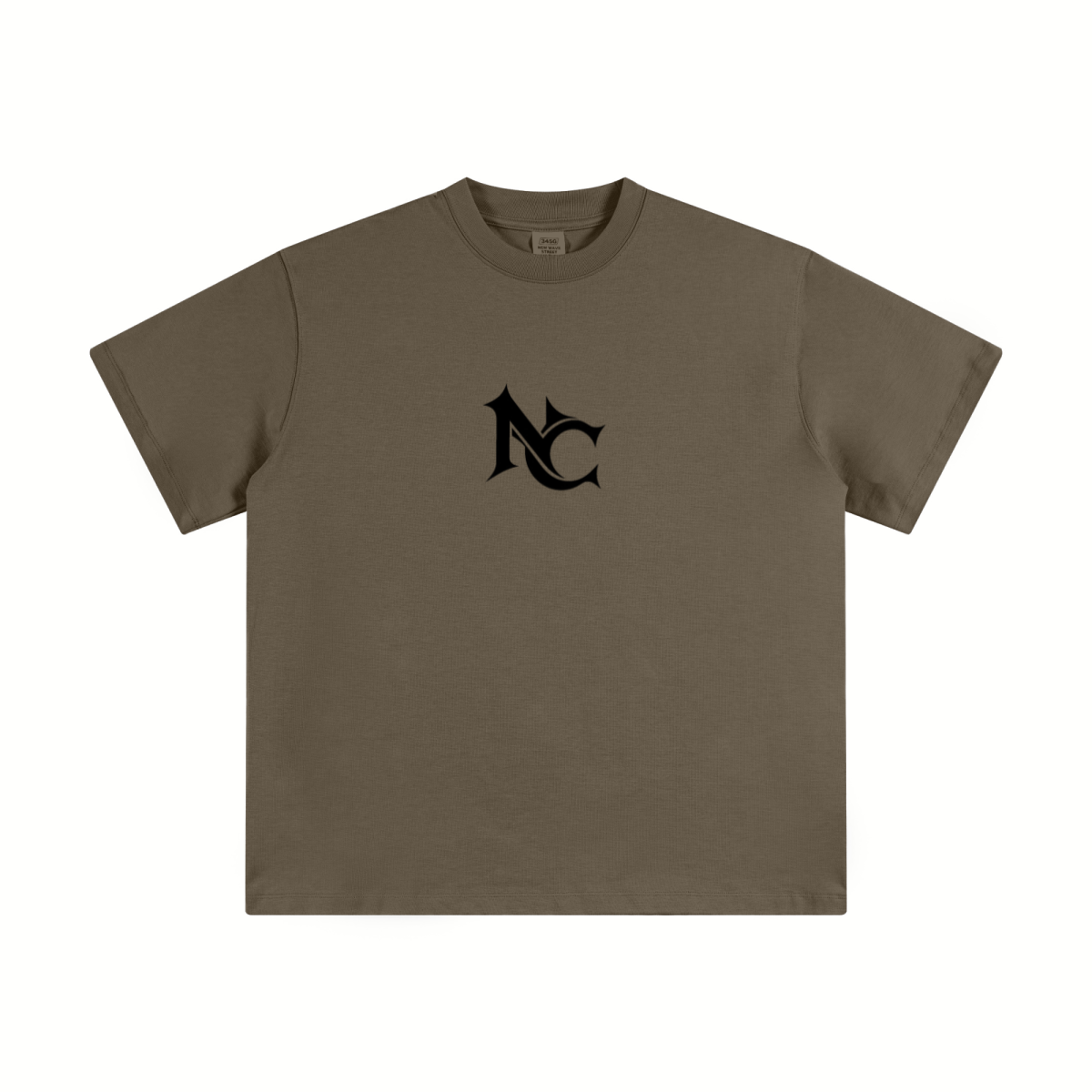 345GSM Unisex Solid-Color Heavyweight Crew Neck T-shirt Grey Coffee Brown