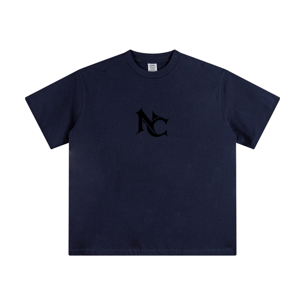 345GSM Unisex Solid-Color Heavyweight Crew Neck T-shirt Navy Blue